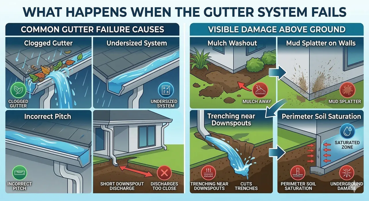 What happens when the gutter system fails